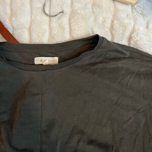 Lou Grey S Pewter Grey Green Twist Front Casual Goblincore Casual Neutral Tee